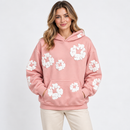 Pink Hooded Sweatshirt with White Raised Details YD110