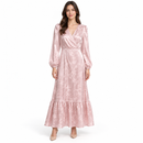 Women’s Blush Pink Floral Long-Sleeve Maxi Dress YD127