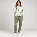 Women’s Ivory Floral Top & Olive Green Trousers – 2-Piece Set 18936