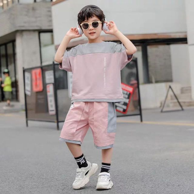Boys Summer Suit New Korean Style Children's Children and Teens Short Sleeve Shorts Two-Piece Set Fashionable Stylish Clothing S4484134 - Tuzzut.com Qatar Online Shopping