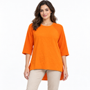 Orange Raglan Sleeve High-Low Top YD112