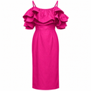 Fuchsia Pink Ruffled Long Dress YD106