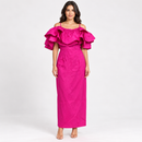 Fuchsia Pink Ruffled Long Dress YD106