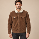 Men’s Brown Corduroy Jacket with Cream Fleece Collar NS90