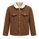 Men’s Brown Corduroy Jacket with Cream Fleece Collar NS90