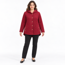 Women’s Burgundy Quilted Hooded Button-Front Jacket NS122