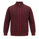 Men’s Burgundy Textured Full-Zip Knit Cardigan 376674
