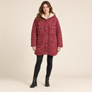 Women’s Burgundy Hooded Coat with Cream Fleece Lining NS145