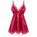 Women’s Burgundy Satin Lace-Trim Nightdress X3193