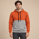 Men’s Orange and Light Grey Colour-Block Pullover Hoodie NS93