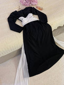 Black and White Elegant Dress 153662 - TUZZUT Qatar Online Shopping