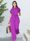 2 Pcs Women's Solid Color Pants Set S 429292 - TUZZUT Qatar Online Shopping