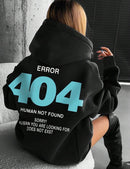 Error 404 Printed - Women's Black Hoodie Y0126 - TUZZUT Qatar Online Shopping