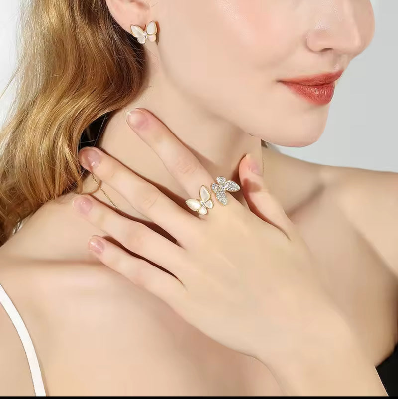 Natural Stone Butterfly Rings for Women S2004161 - TUZZUT Qatar Online Shopping