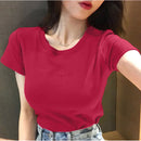 Slim Fit Short Sleeve T-Shirt Crew Neck Top For Women   515089 - TUZZUT Qatar Online Shopping