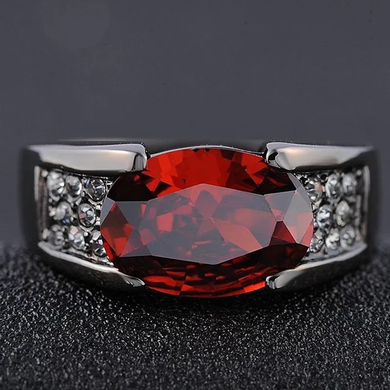 Personality Red Crystal Zircon Ring S1361887 - TUZZUT Qatar Online Shopping