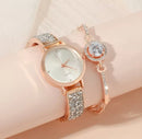 Simple Lady Quartz Watch + Bracelet Set Fancy Women 407885 - TUZZUT Qatar Online Shopping