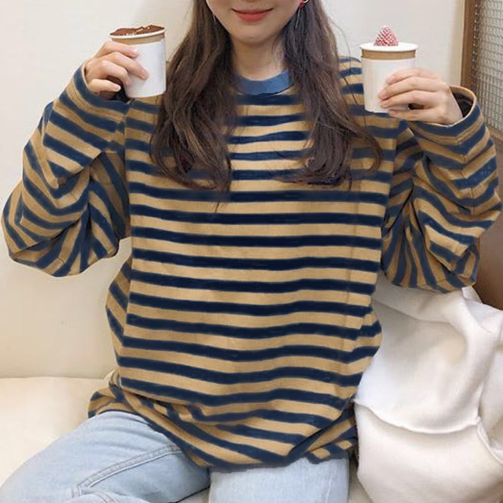 Women's Long Sleeve Striped/Checked/Polkadot/Weave Sweatshirts & Hoodies L 591891 Women's Long Sleeve Striped/Checked/Polkadot/Weave Sweatshirts & Hoodies L 591891