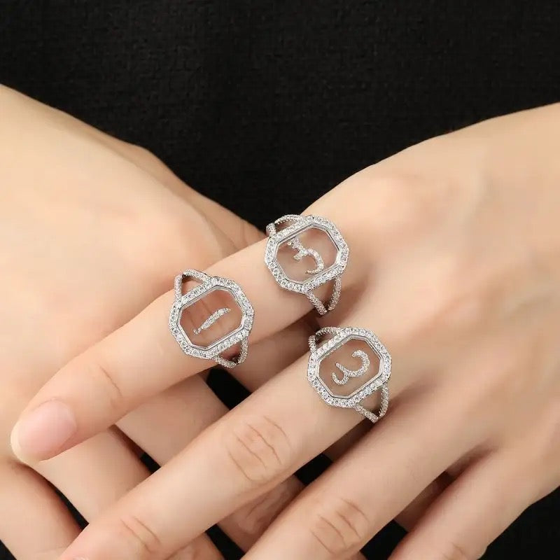 Arabic Letters Zircon Glass Square Design Rings X4667856 Arabic Letters Zircon Glass Square Design Rings X4667856