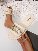 Women Chain Decor Slide Sandals 541542 - TUZZUT Qatar Online Shopping