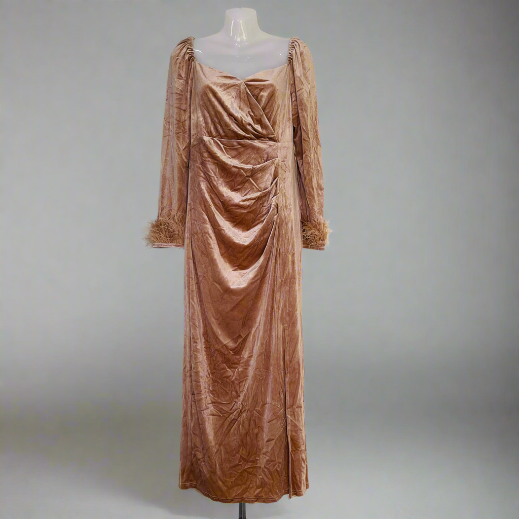 Ladies Velvet Long Dresses Women S5055597