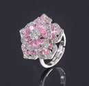 Inlaid Diamond Flower Belt Bracelet Pink Zircon Camellia Ring S4976227 - TUZZUT Qatar Online Shopping