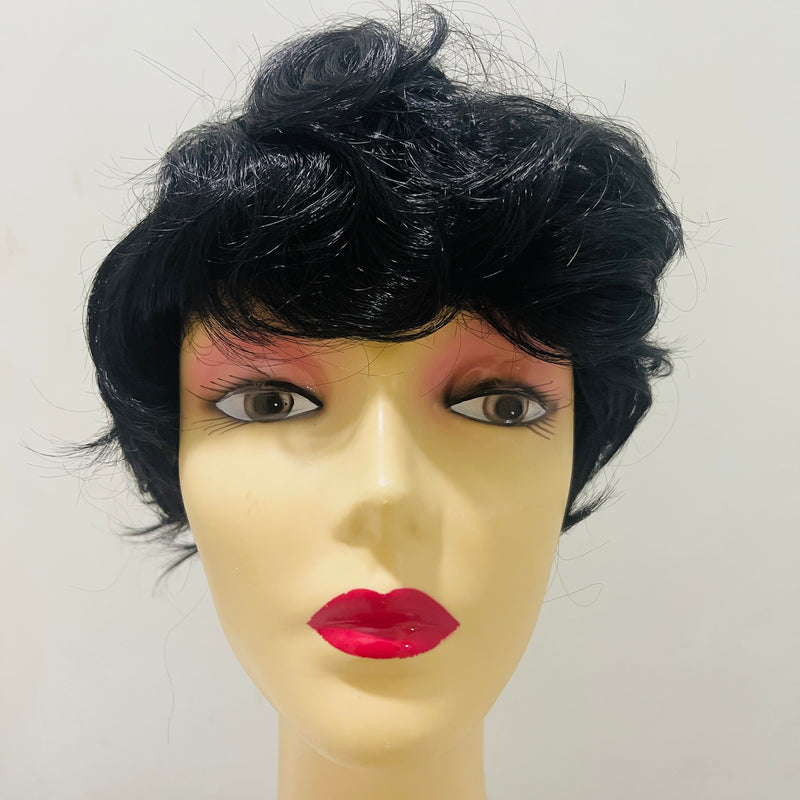 Black Short Synthetic Hair Wig Curly Hair Head Cover Short Style Fiber Wig 6inch S3766667 - TUZZUT Qatar Online Shopping