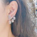 Fashion Gorgeous Geometric Cubic Zirconia Pave Women Stud Earrings S4322284 - TUZZUT Qatar Online Shopping