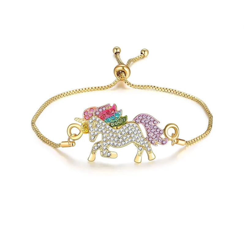 Cute Unicorn Ring Bracelet Necklace Earrings Set Colorful Mini Horse Jewelry Suit For Girls Women X3202107 - TUZZUT Qatar Online Shopping