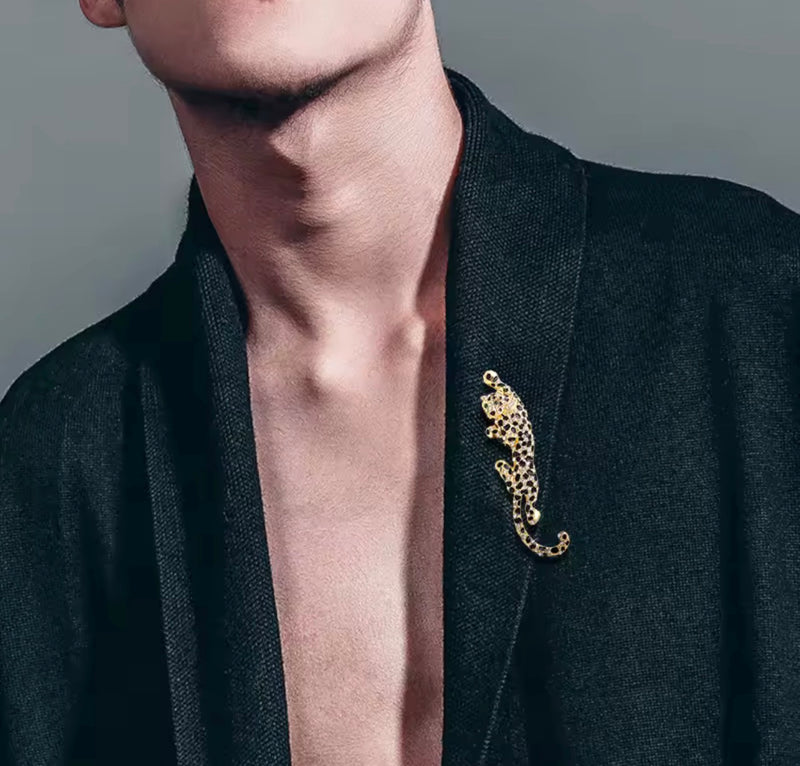 Large Vintage Rhinestone & Enamel PANTHER Cat Pendant Brooch Pin 4"  S4924347 - TUZZUT Qatar Online Shopping