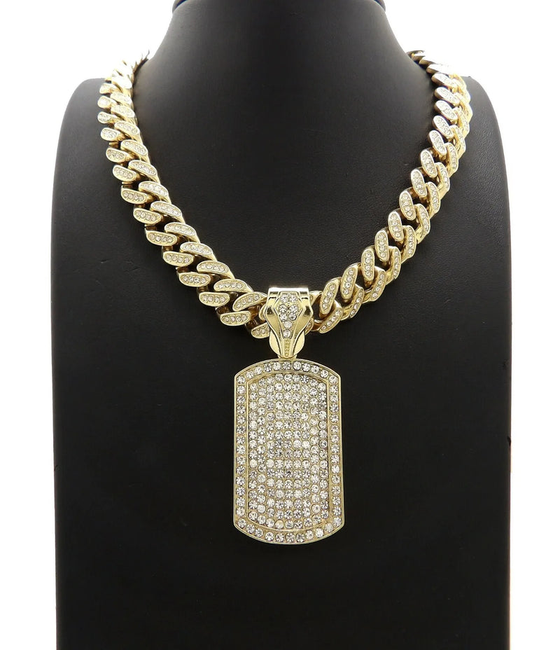 Iced out dog tag chain best sale