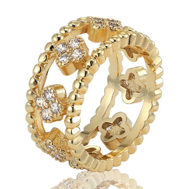 Classic Gold Plated Full Zirconium Personalized Ring  -S2554616