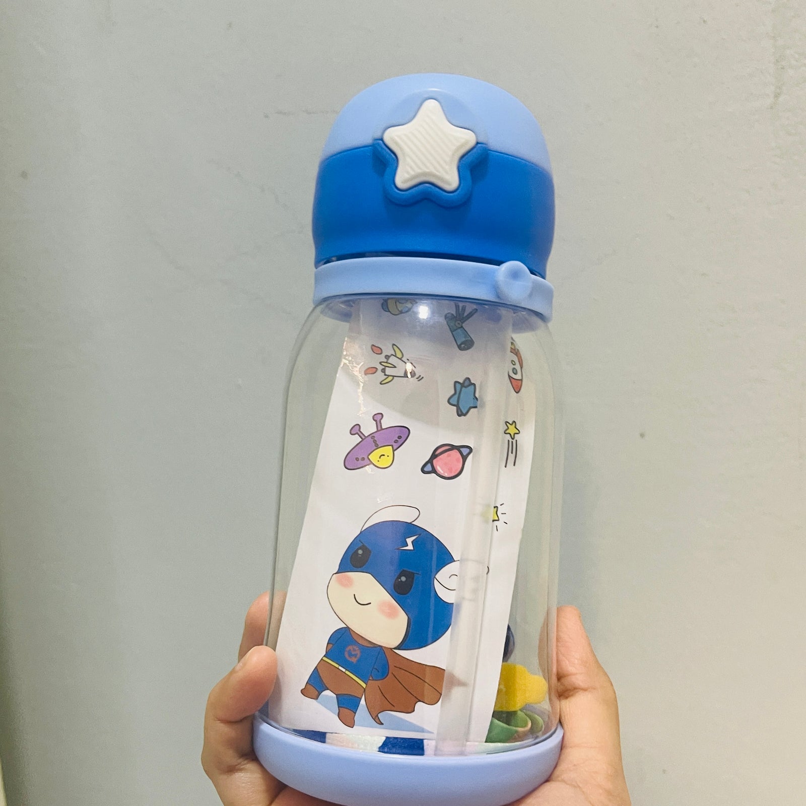 Water Bottle With Straw Cartoon Pattern For Kids (600ml)1591239 Water Bottle With Straw Cartoon Pattern For Kids (600ml)1591239