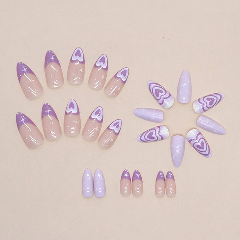 24pcs Purple French tip press-on nails Removable Fake Nails  439305 - TUZZUT Qatar Online Shopping