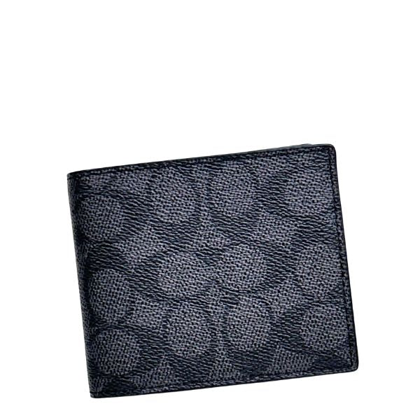 Compact Id Wallet In Signature Canvas Mahogany Black-23 Compact Id Wallet In Signature Canvas Mahogany Black-23