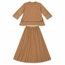 Camel Brown Long-Sleeve Top & Pleated Maxi Skirt Set B326625