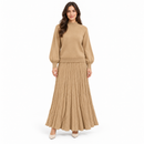 Women’s Camel Beige Knit Sweater & Maxi Skirt Set 172242