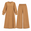 Women’s Camel Long Tunic & Wide-Leg Pants Set 124829