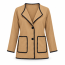 Women’s Camel Blazer with Black Scalloped Trim 55676