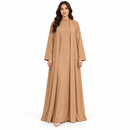 Women’s Camel Beige 2-Piece Open Abaya & Inner Maxi Dress Set YD66