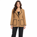 Women’s Camel Blazer with Black Scalloped Trim 55676