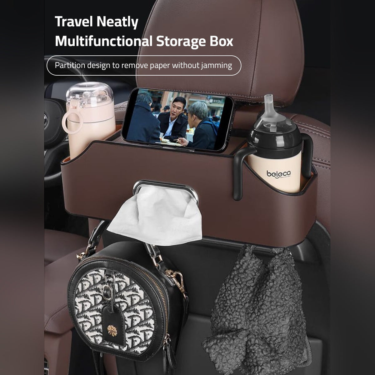 Car Seat Headrest Storage Organizer Box, Car Seat Cup, Tissue Box Holder, Mobile Holder B-117200 Car Seat Headrest Storage Organizer Box, Car Seat Cup, Tissue Box Holder, Mobile Holder B-117200