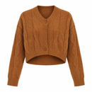 Women’s Caramel Brown Cable-Knit High-Low Cardigan 59248
