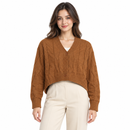 Women’s Caramel Brown Cable-Knit High-Low Cardigan 59248
