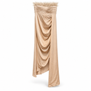 Champagne Beige Strapless Draped Evening Dress YD21