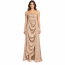 Champagne Beige Strapless Draped Evening Dress YD21