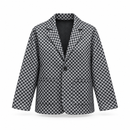 Black & Grey Checkerboard Blazer with Patch Pockets 176434