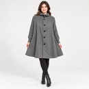 Grey Button-Front Coat with Knitted Sleeves 27370