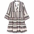 Women’s Black & Blush Geometric Print Tiered Dress 33527