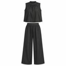 Women’s Black Sleeveless High-Neck Top & Wide-Leg Trouser Set 135601